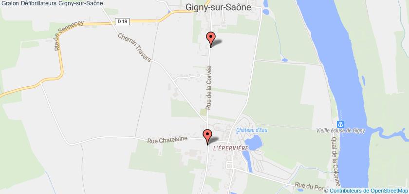 plan défibrillateurs Gigny-sur-Saône