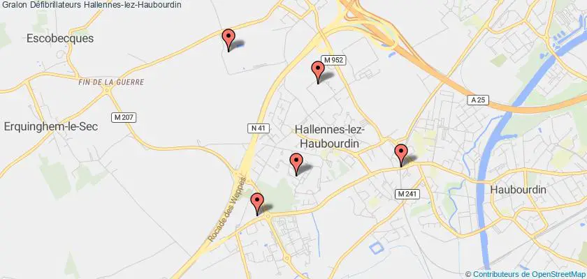 plan défibrillateurs Hallennes-lez-Haubourdin