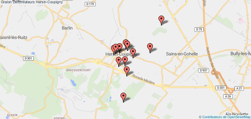 plan défibrillateurs Hersin-Coupigny