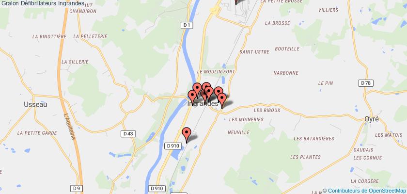 plan défibrillateurs Ingrandes