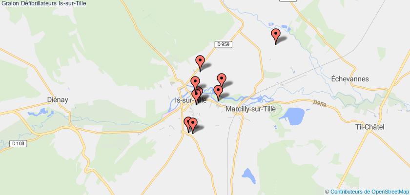 plan défibrillateurs Is-sur-Tille