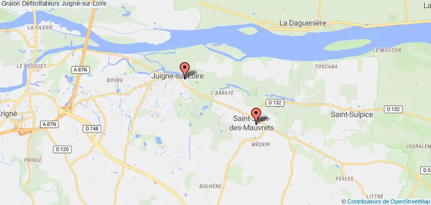 plan défibrillateurs Juigné-sur-Loire