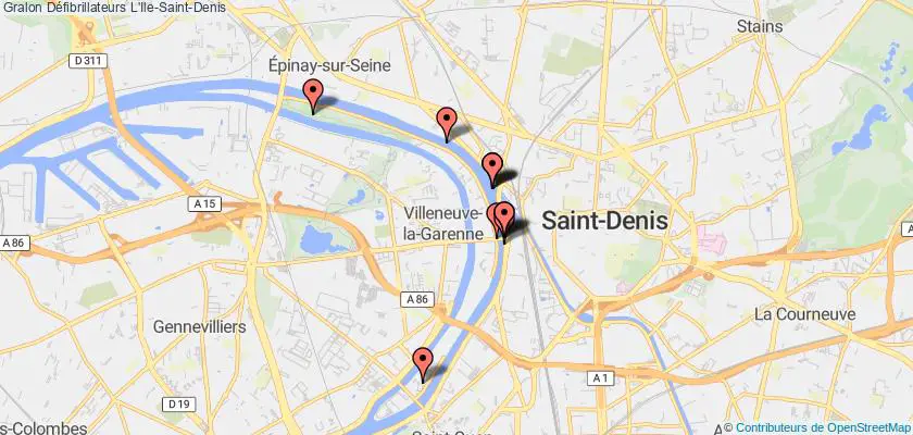 plan défibrillateurs L'Ile-Saint-Denis