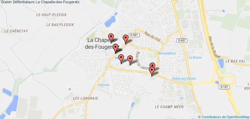 plan défibrillateurs La Chapelle-des-Fougeretz