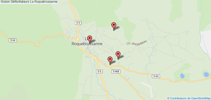 plan défibrillateurs La Roquebrussanne