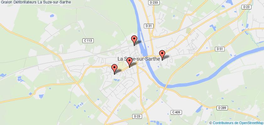 plan défibrillateurs La Suze-sur-Sarthe