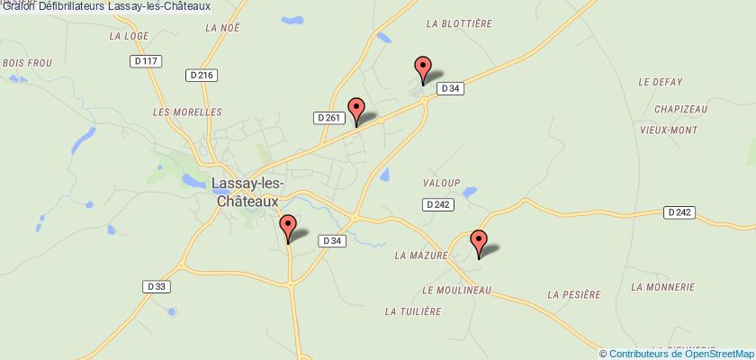 plan défibrillateurs Lassay-les-Châteaux