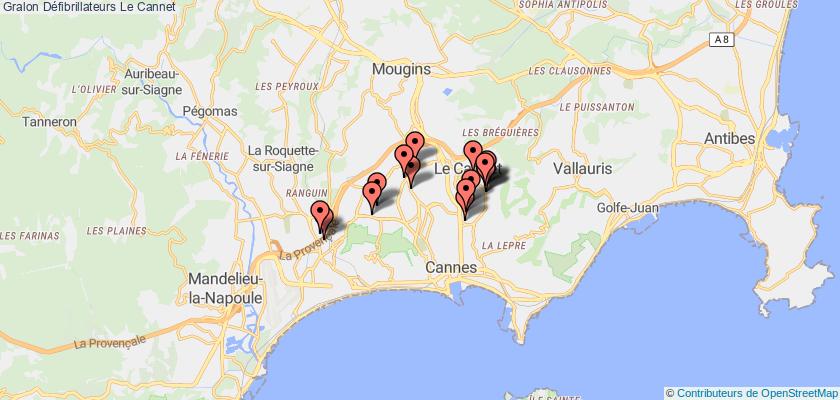 plan défibrillateurs Le Cannet