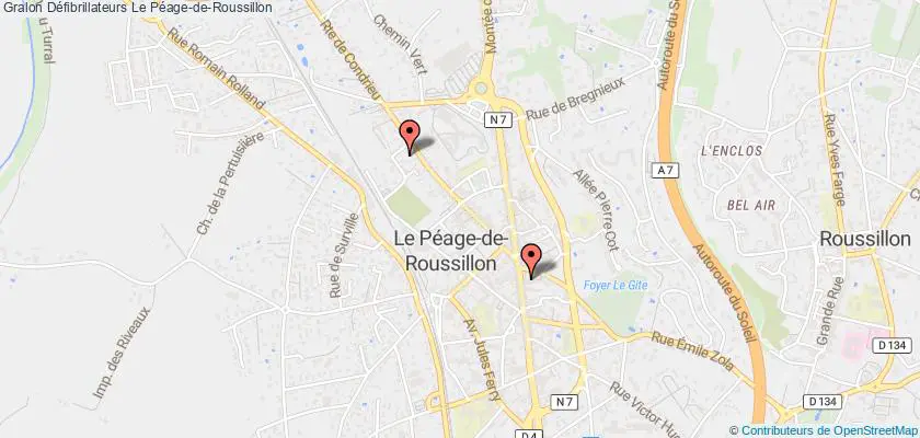 plan défibrillateurs Le Péage-de-Roussillon