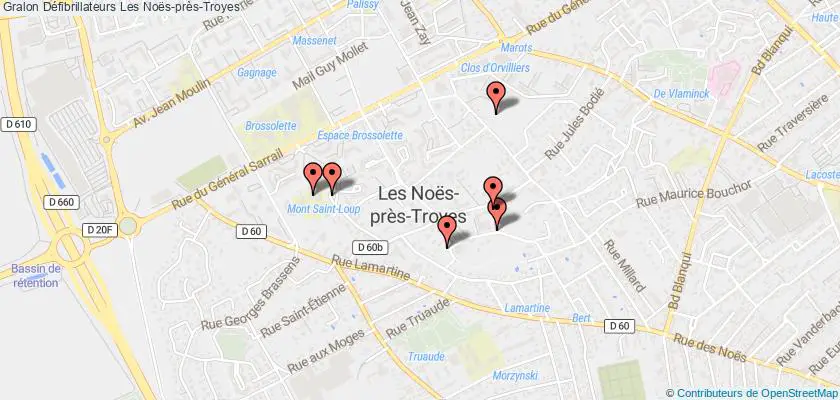 plan défibrillateurs Les Noës-près-Troyes