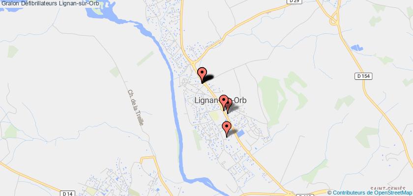 plan défibrillateurs Lignan-sur-Orb