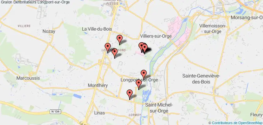plan défibrillateurs Longpont-sur-Orge