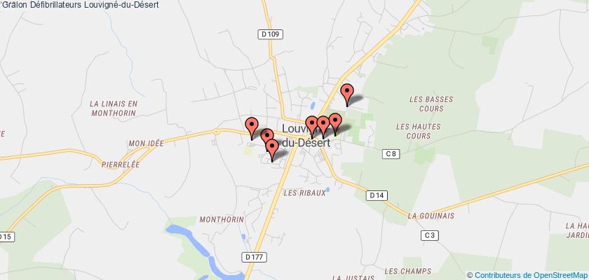plan défibrillateurs Louvigné-du-Désert