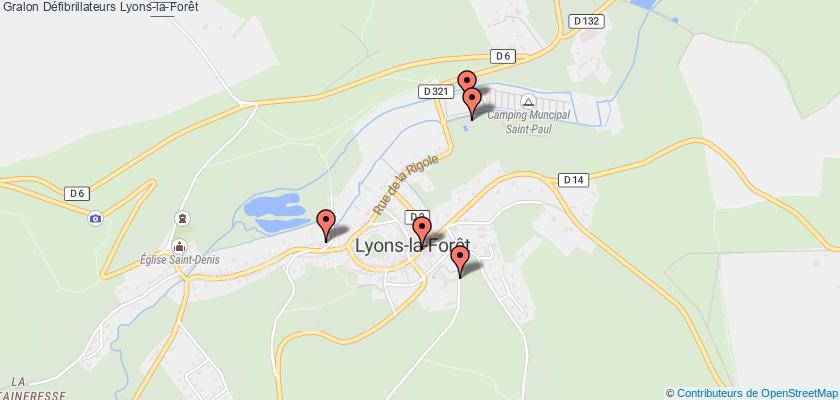 plan défibrillateurs Lyons-la-Forêt