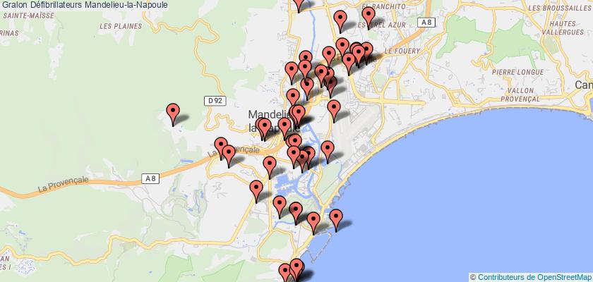 plan défibrillateurs Mandelieu-la-Napoule