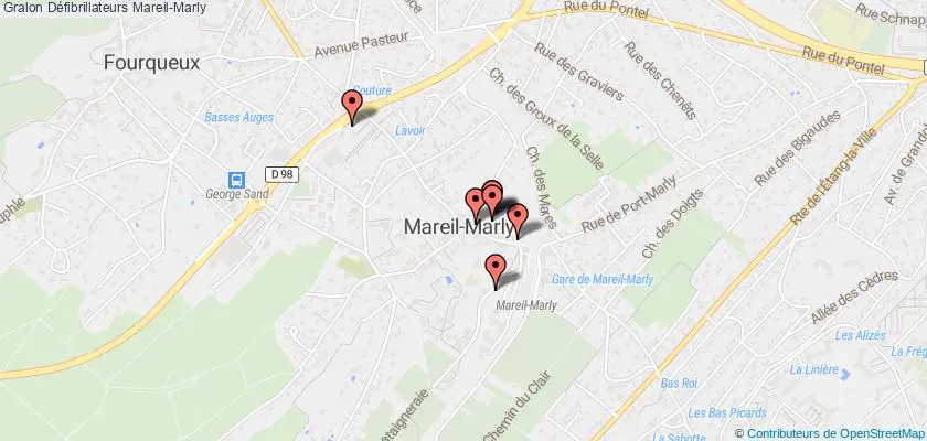 plan défibrillateurs Mareil-Marly