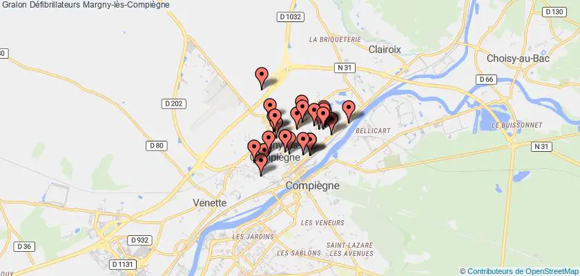plan défibrillateurs Margny-lès-Compiègne