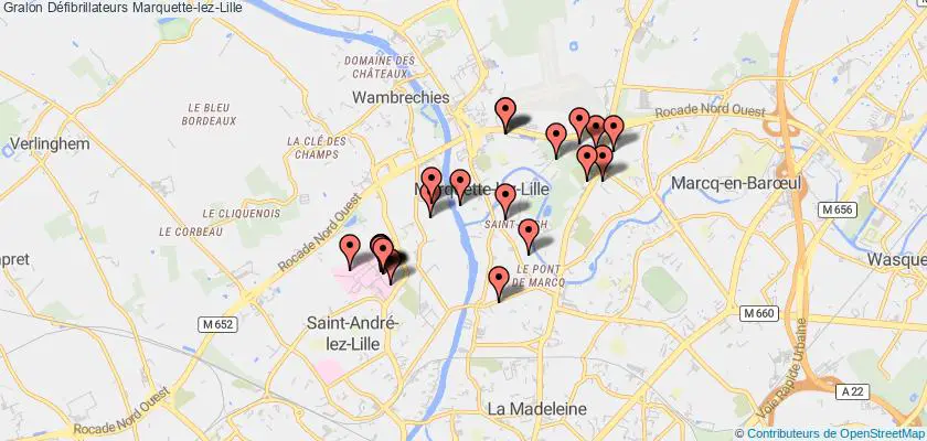 plan défibrillateurs Marquette-lez-Lille