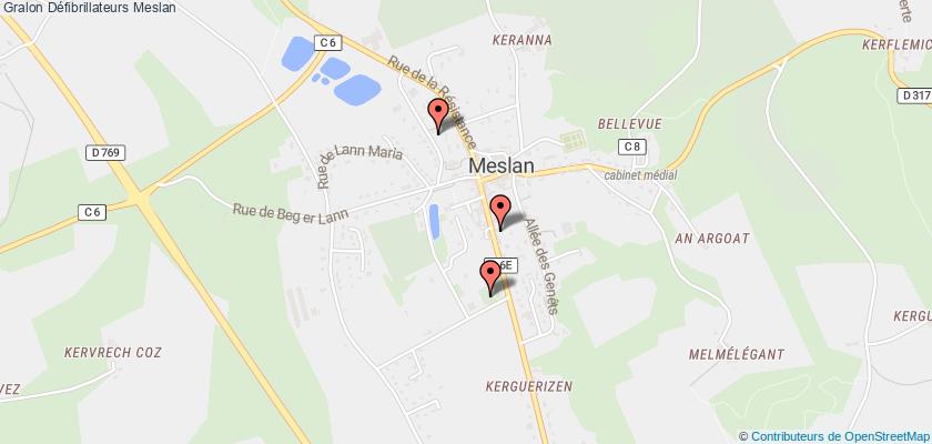 plan défibrillateurs Meslan