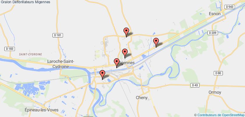 plan défibrillateurs Migennes