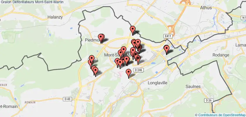 plan défibrillateurs Mont-Saint-Martin