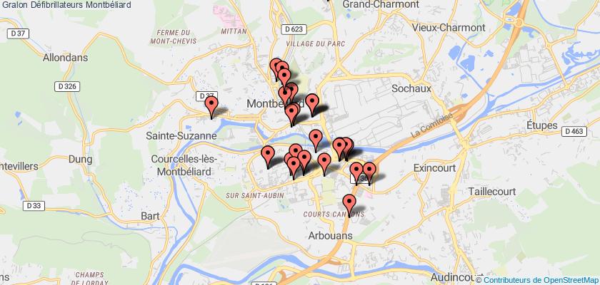 plan défibrillateurs Montbéliard