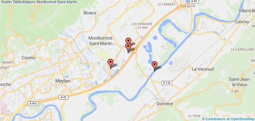 plan défibrillateurs Montbonnot-Saint-Martin