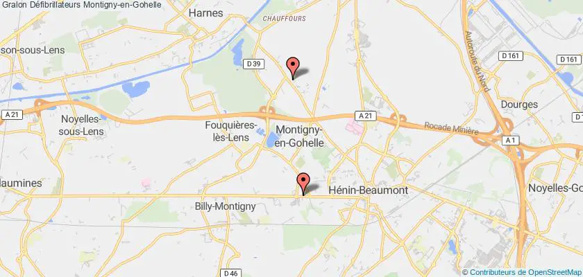 plan défibrillateurs Montigny-en-Gohelle