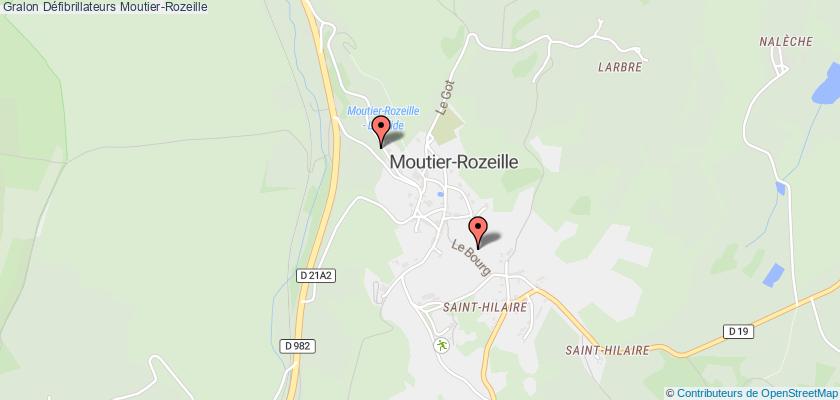 plan défibrillateurs Moutier-Rozeille