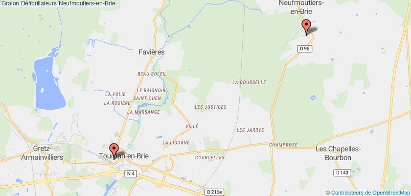 plan défibrillateurs Neufmoutiers-en-Brie