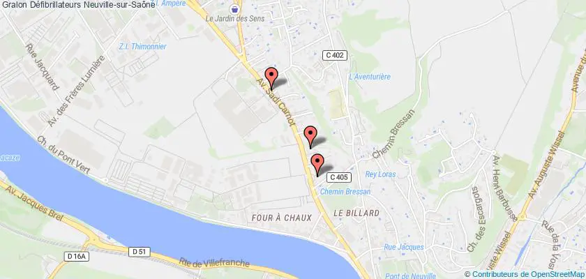 plan défibrillateurs Neuville-sur-Saône