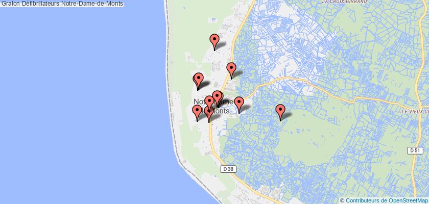 plan défibrillateurs Notre-Dame-de-Monts