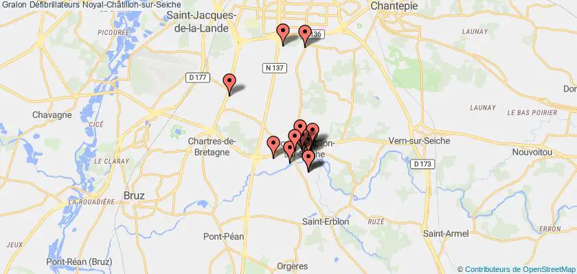 plan défibrillateurs Noyal-Châtillon-sur-Seiche