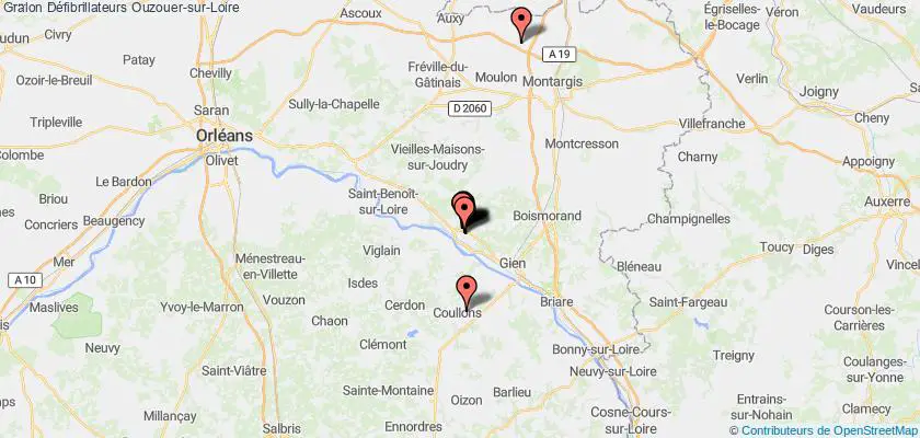 plan défibrillateurs Ouzouer-sur-Loire