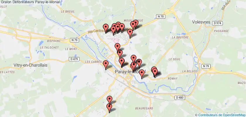 plan défibrillateurs Paray-le-Monial