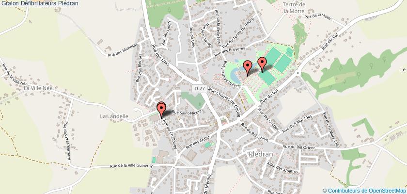 plan défibrillateurs Plédran