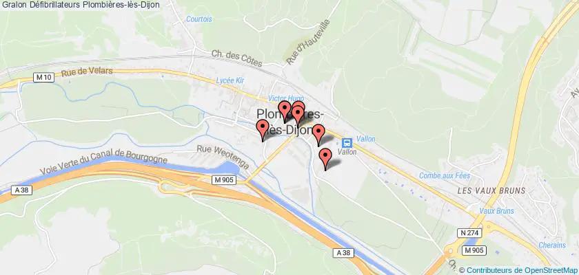 plan défibrillateurs Plombières-lès-Dijon