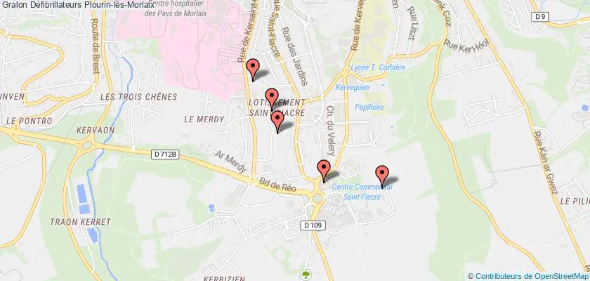plan défibrillateurs Plourin-lès-Morlaix