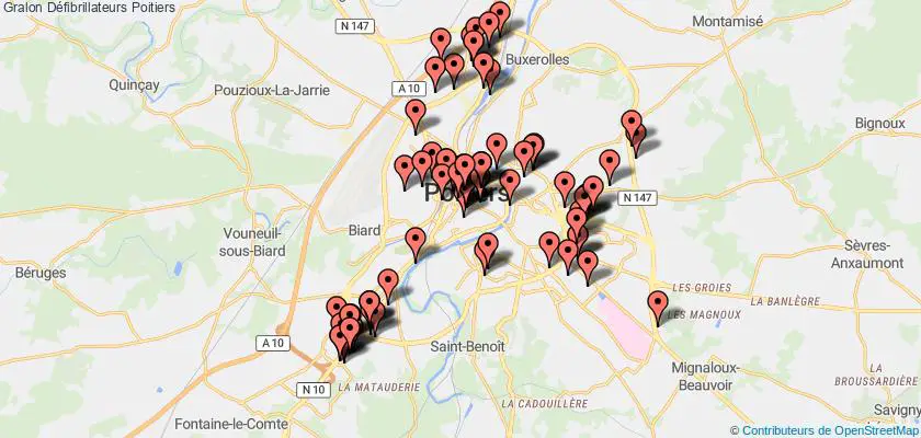 plan défibrillateurs Poitiers