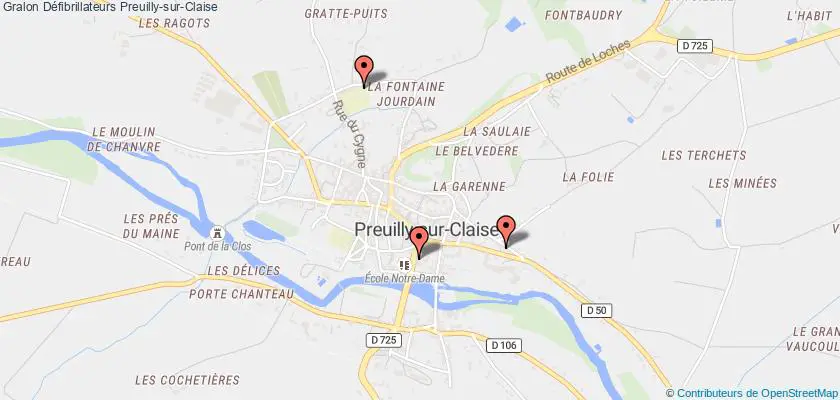 plan défibrillateurs Preuilly-sur-Claise