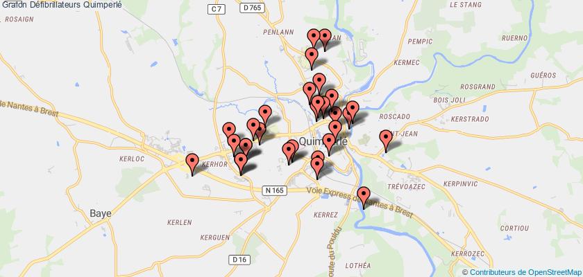 plan défibrillateurs Quimperlé