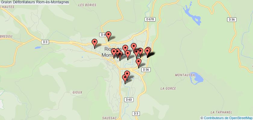 plan défibrillateurs Riom-ès-Montagnes