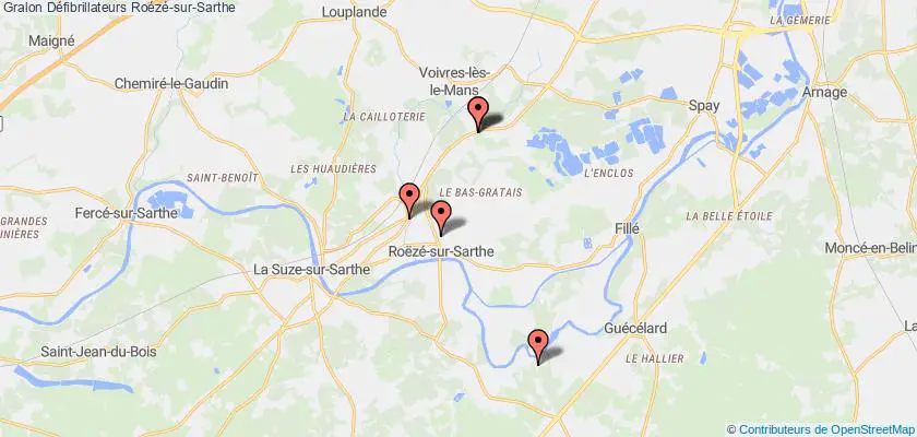 plan défibrillateurs Roézé-sur-Sarthe