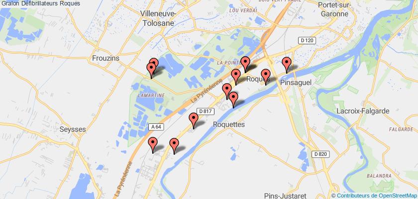 plan défibrillateurs Roques