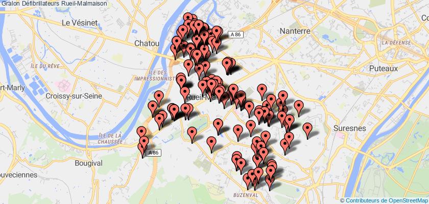 plan défibrillateurs Rueil-Malmaison
