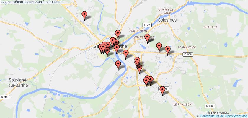 plan défibrillateurs Sablé-sur-Sarthe
