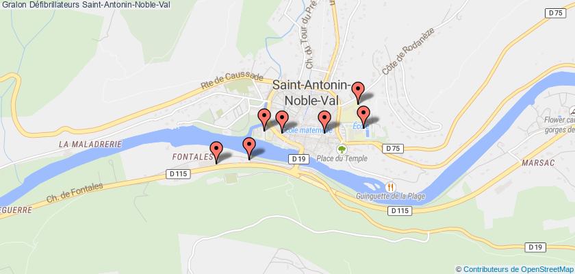plan défibrillateurs Saint-Antonin-Noble-Val
