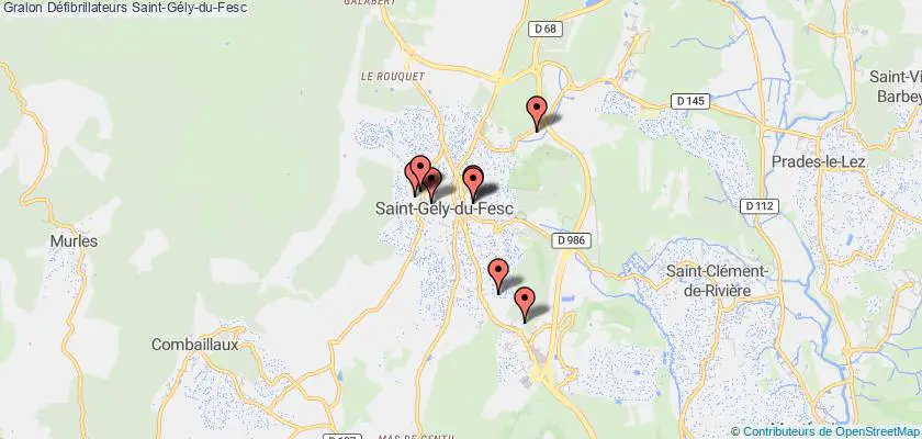 plan défibrillateurs Saint-Gély-du-Fesc