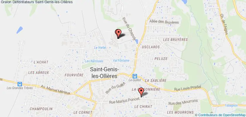 plan défibrillateurs Saint-Genis-les-Ollières