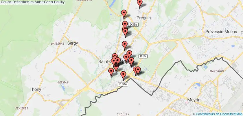 plan défibrillateurs Saint-Genis-Pouilly